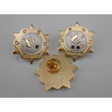 Plated Metal Badge, Gold Badge with Diamonds (GZHY-CY-023)